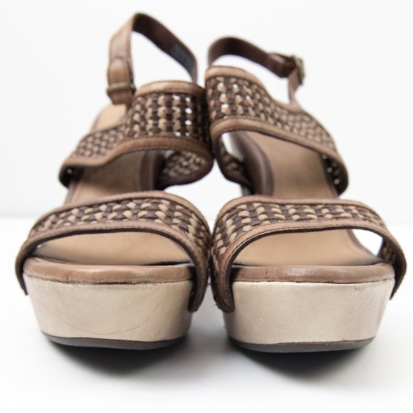 UGG Assia Sandals Leather Braided Straps Platform Wedge Heel Shoes Brown Size 10 - Picture 2 of 10